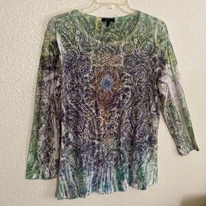 REBA Embellished Sheer Knit Top